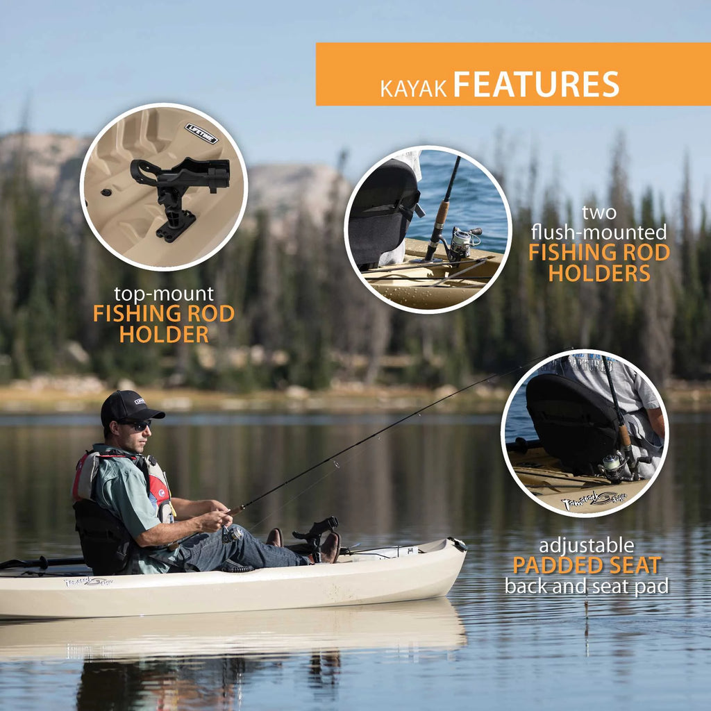 Tamarack Angler 10 Ft Sit-On-Top Fishing Kayak with Paddle, Tan (90508)