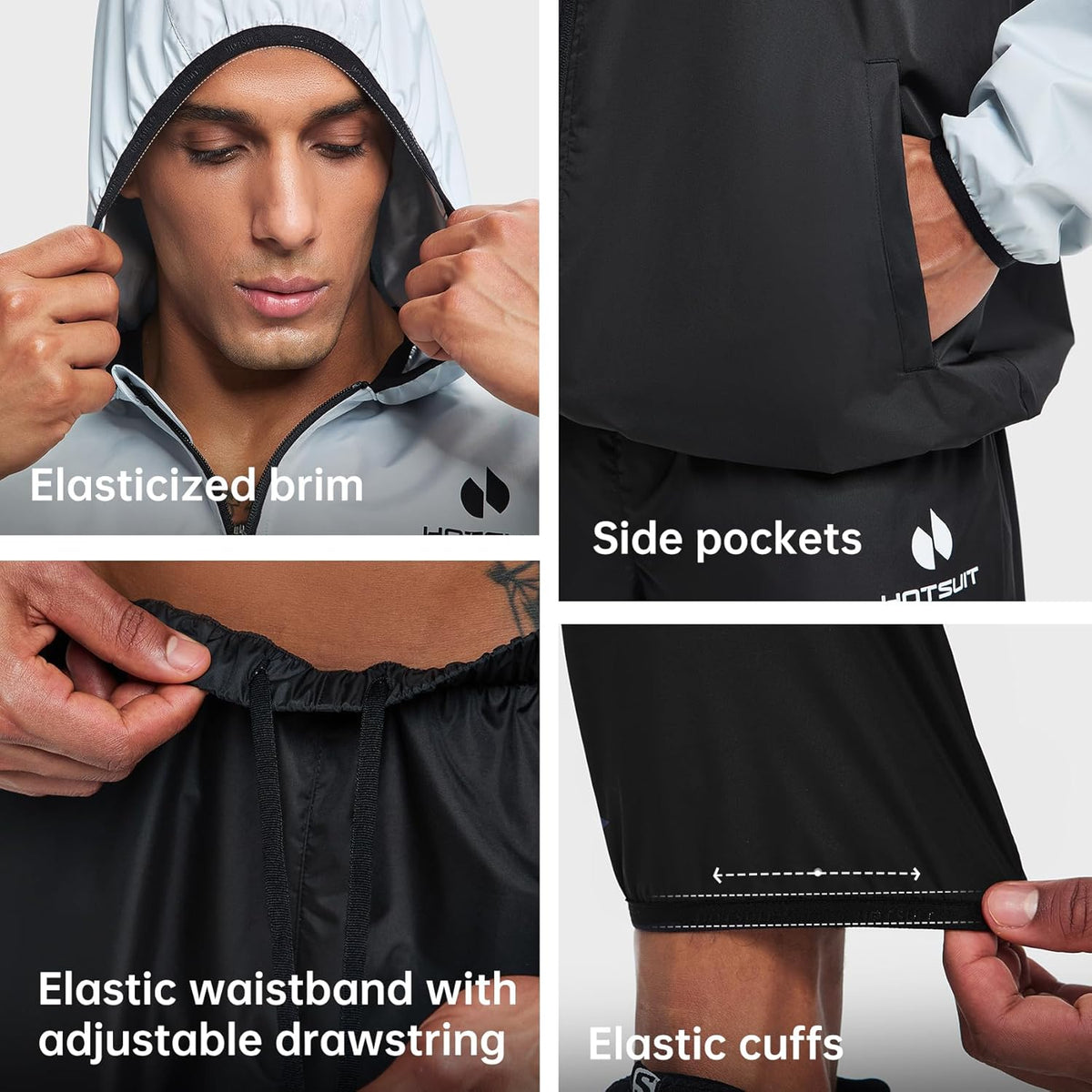 Sauna Suit for Men Weight Loss Sweat Suits Gym Workout Exercise Sauna Jacket Pant Full Body