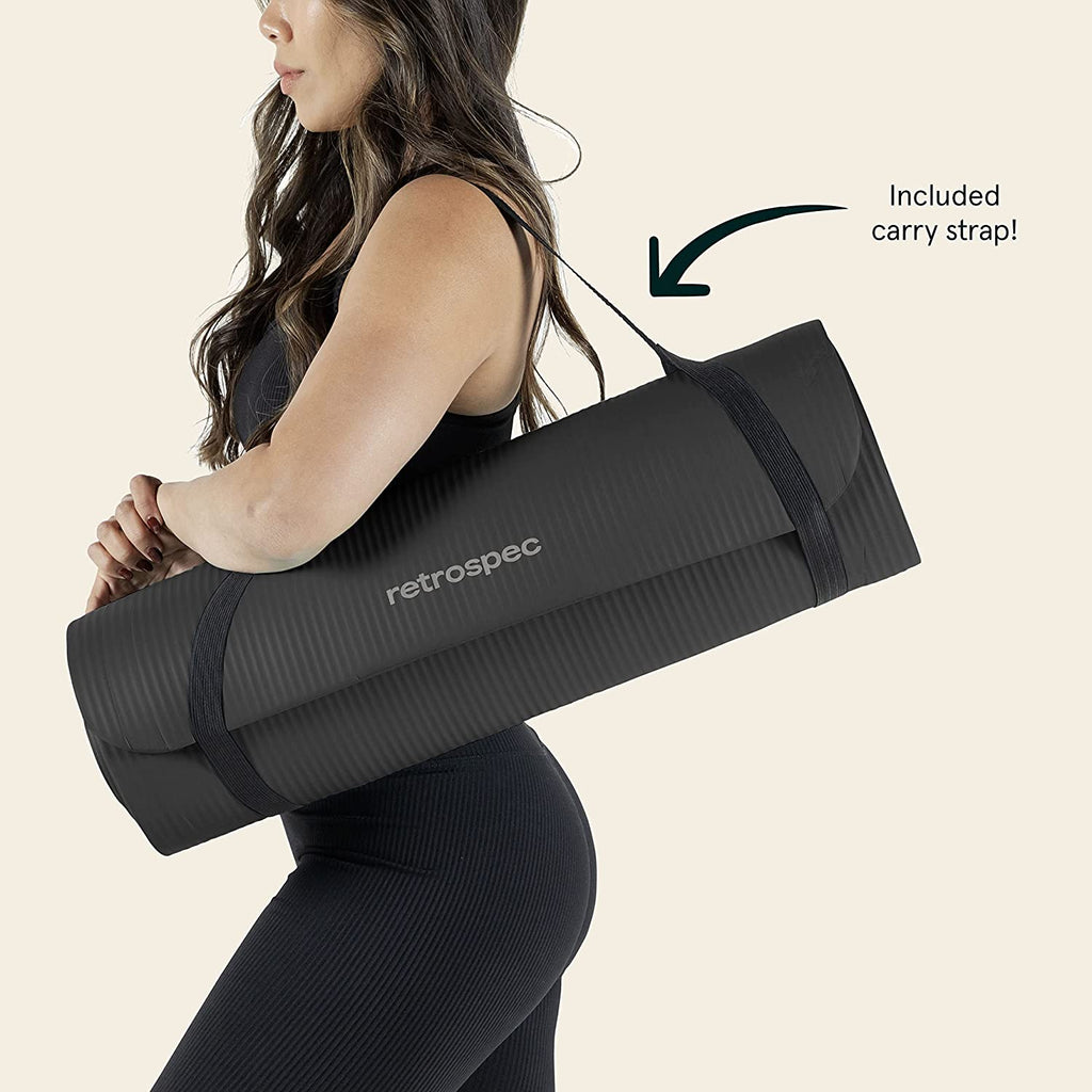 Solana Yoga Mat Thick 1/2In Non-Slip Workout Mat with Nylon Strap - 72X24In Exercise Mat for Pilates, Stretching & Fitness - BPA Free, Easy Clean