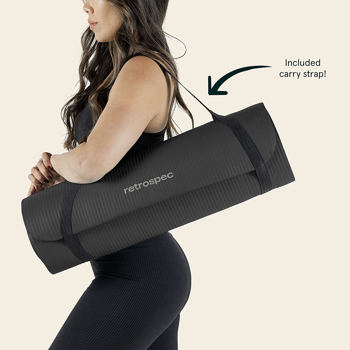Solana Yoga Mat Thick 1/2In Non-Slip Workout Mat with Nylon Strap - 72X24In Exercise Mat for Pilates, Stretching & Fitness - BPA Free, Easy Clean
