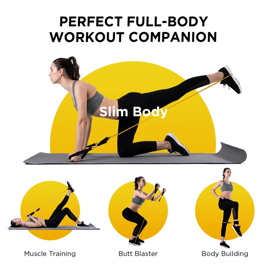 Resistance Bands Exercise Bands Workout Bands - up to 150Lb, Indoor and Outdoor Bands with Door Anchor and Handles for Strength, Slim, Yoga, Home Gym Equipment for Men/Women